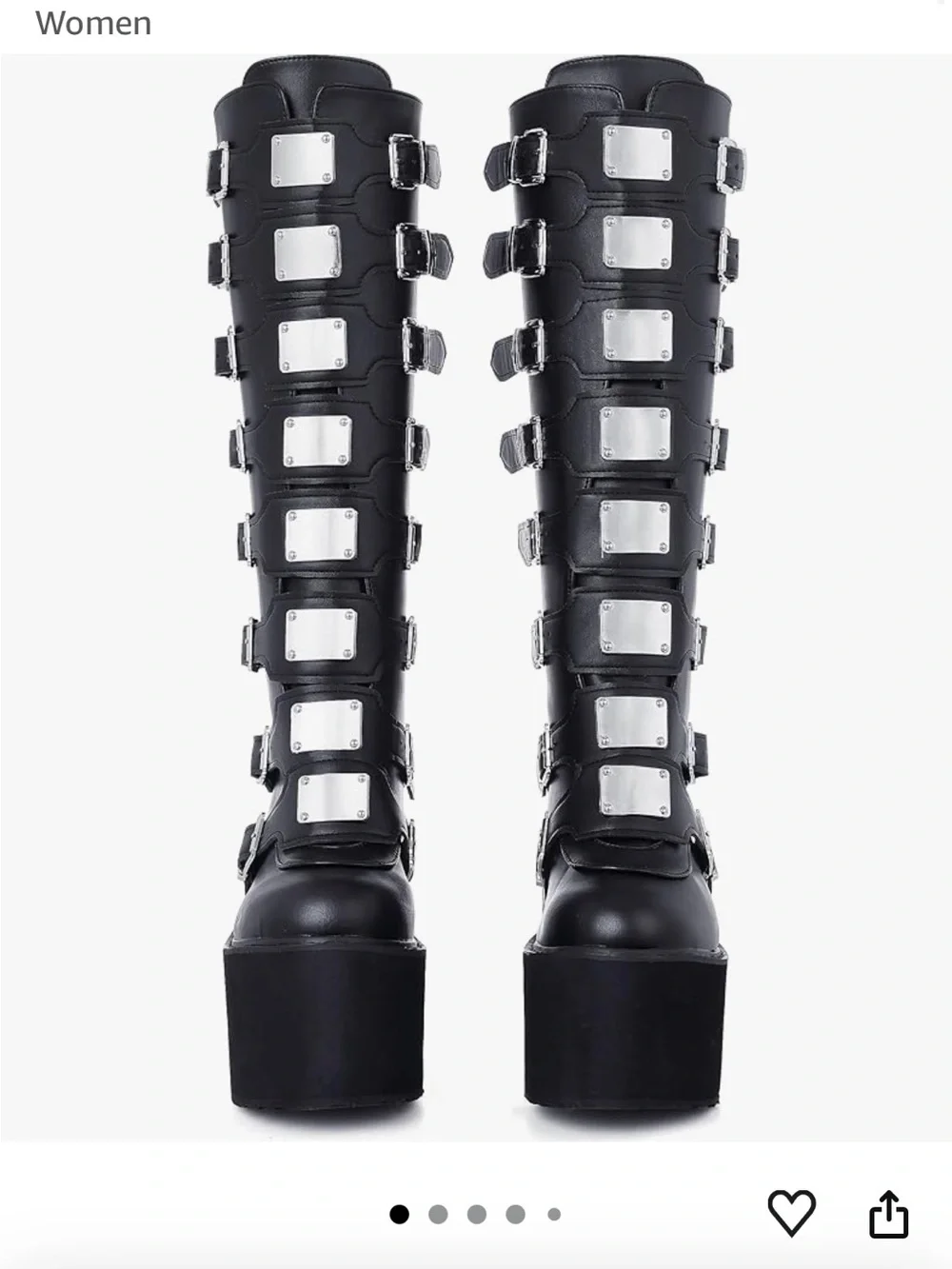 Gothic Black Knee-High Buckle Platform Boots - Women - Picture 3 of 9